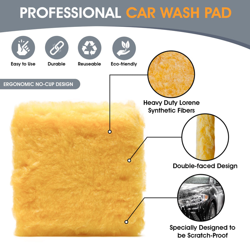SM Arnold Spun Gold™ 2-Pack Professional 9" x 9" Car Wash Pads: Durable, Efficient, Scratch-Proof - Ideal for Auto Detailing, Ergonomic No-Cuff Design for Effective Vehicle Maintenance