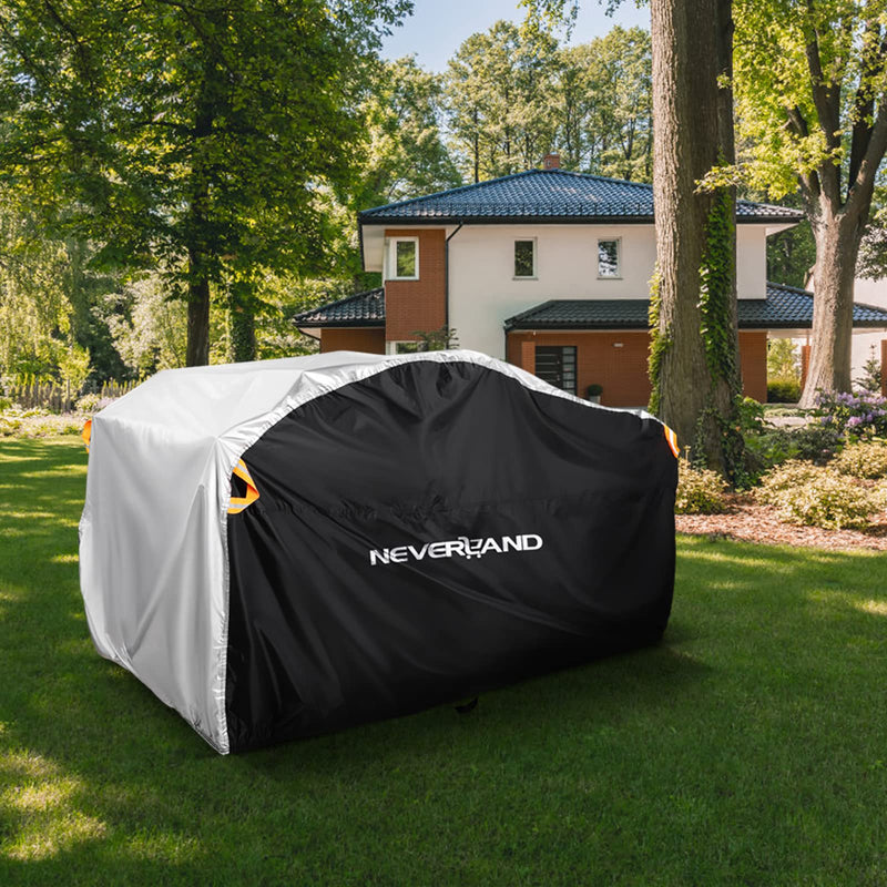 NEVERLAND Waterproof ATV Cover, Outdoor Heavy Duty Quad Cover Tear-Resistant 4 Wheeler Covers All Weather UV Protection for Polaris Sportsman Yamaha Honda Quad Bike (Silver & Black, XL) Silver & Black XL-82.7''L x 47.2''W x 45.2''H