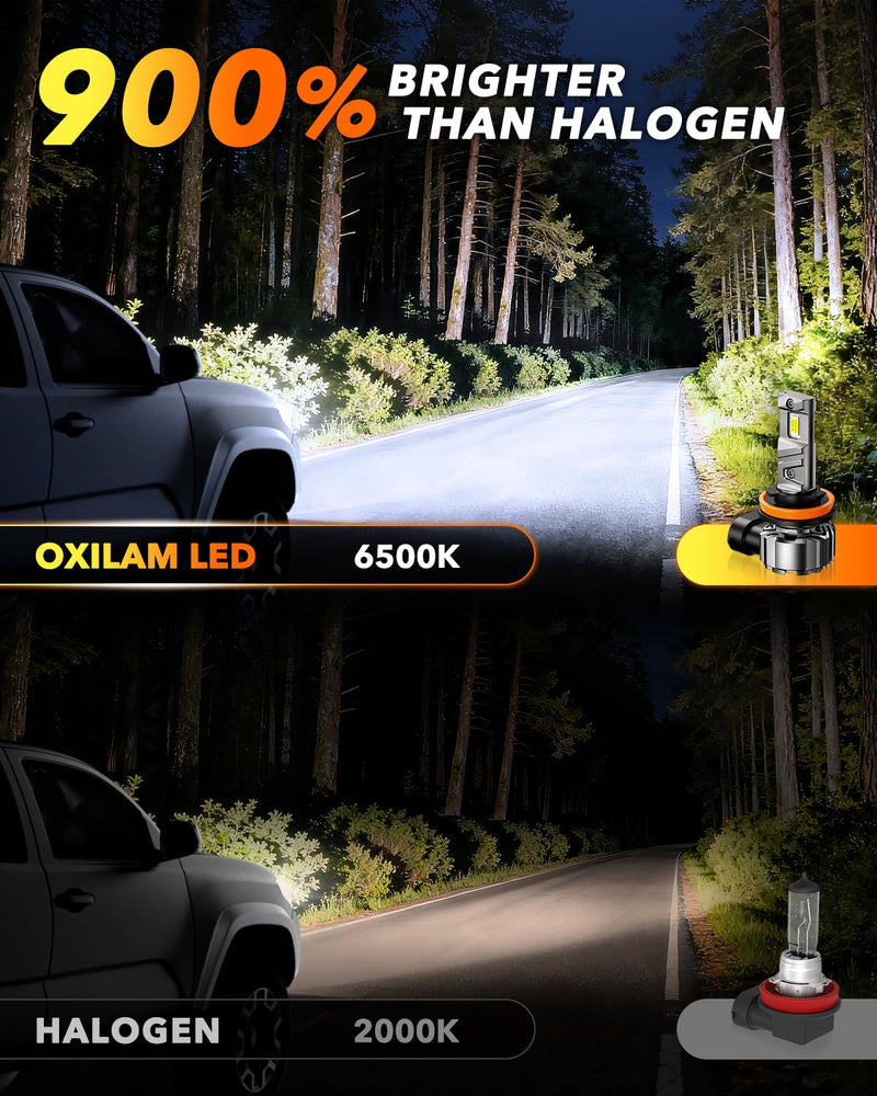  [AUSTRALIA] - OXILAM 9005 H11 LED Light Bulb - 900% Brighter 6500K Cool White, Anti-Flicker, 60000Hrs Lifespan, H8/H9/H16 HB3 LED Light Compatible with Cars Trucks SUVs, Pack of 4 6500K white H11/H9/H8+9005/HB3