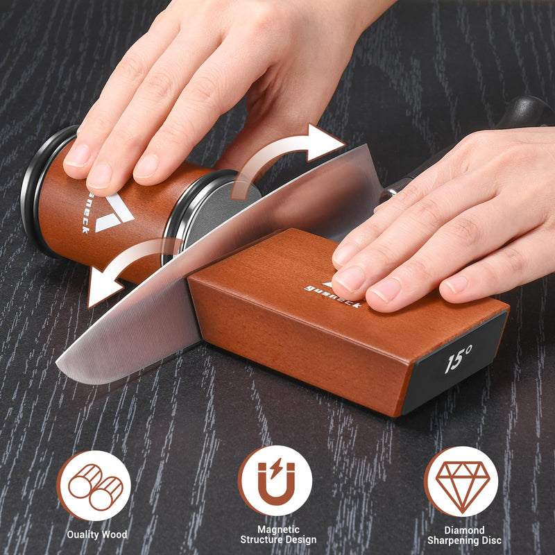 Rolling Knife Sharpener Tool for Kitchen Knifes.Industrial diamond grinding discs,Knife Sharpener Support 15° & 20° Magnetic Angles.Afilador De Cuchillos