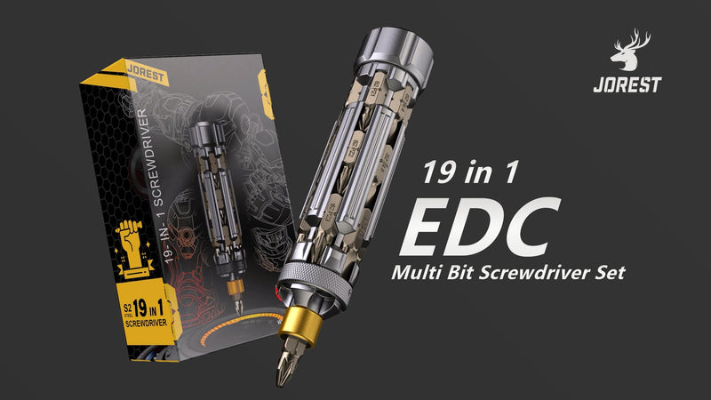 JOREST 19 in 1 Multibit Screwdriver, Portable Screwdriver for Home Repairs Black Gold
