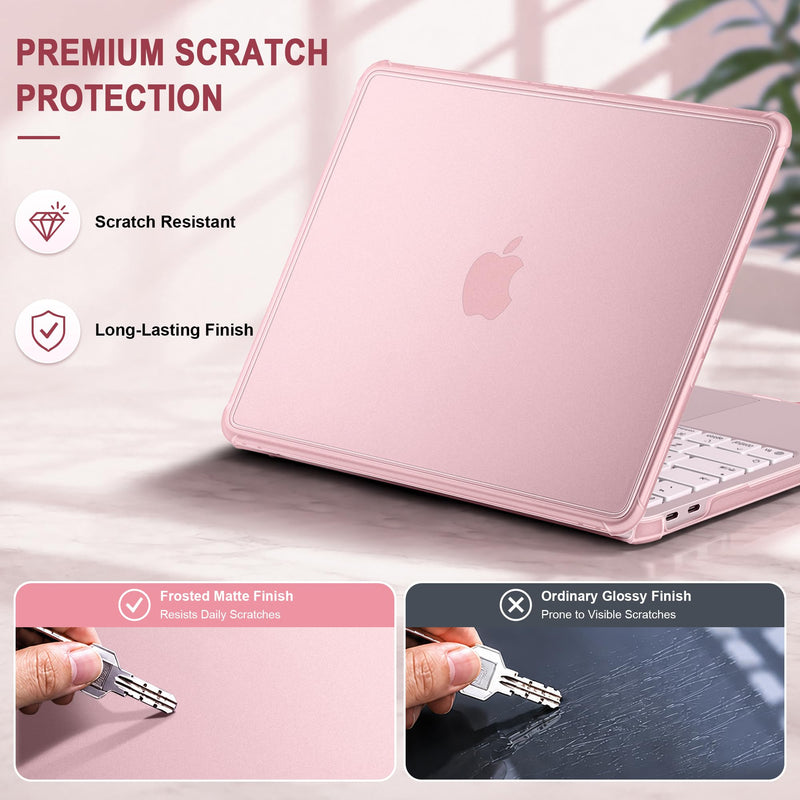 MEEgoodo for MacBook Neo 13 Inch Case 2026 Fit Model A3404 with Shockproof TPU Frame, Hard Shell Protective Cover, Anti-Fingerprint Matte Finish, Precise Cutouts, Laptop Case for MacBook Neo 13",Blush Blush