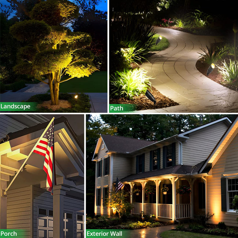 wowlite Landscape Spotlights Outdoor, 12V Low Voltage Landscape Lighting Fixture with 5W MR16 LED Bulb, Black Aluminum Yard Directional Uplights Waterproof for House Trees Patio Matte Black 03 1 Pack
