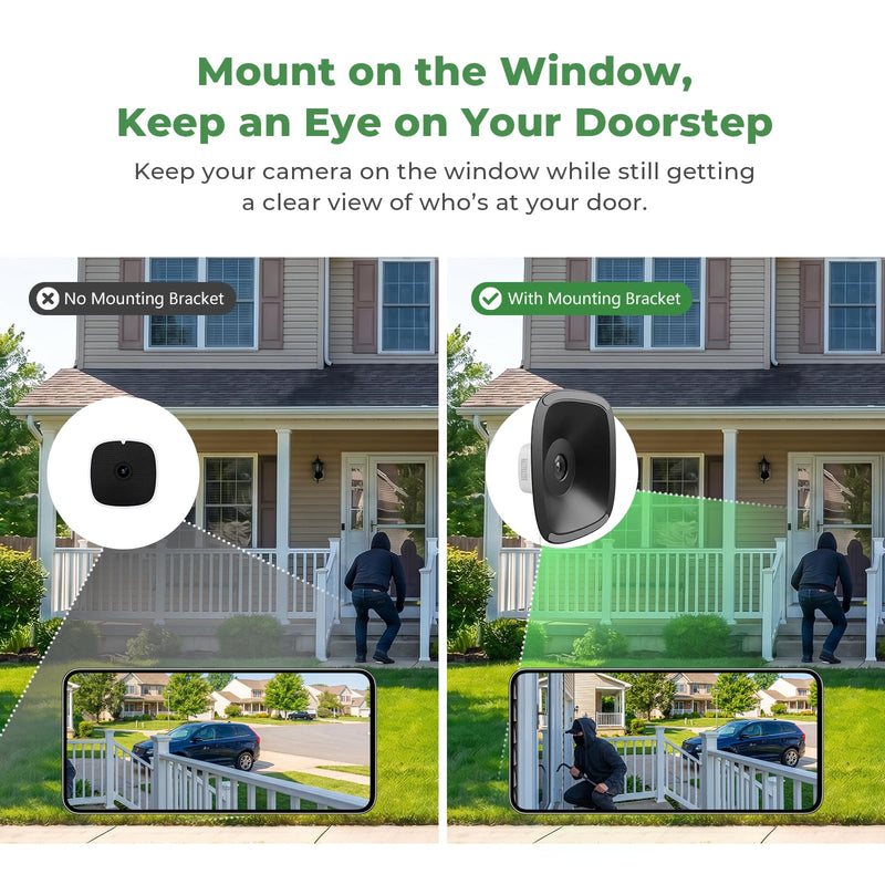 No Reflection Window Camera Mount – 4-Way Adjustable (Up/Down/Left/Right Tilt), Damage-Free Installation, （Not Magnetic, Works on Windows & Glass, Girafit, vebiliki, WYZE Window Camera