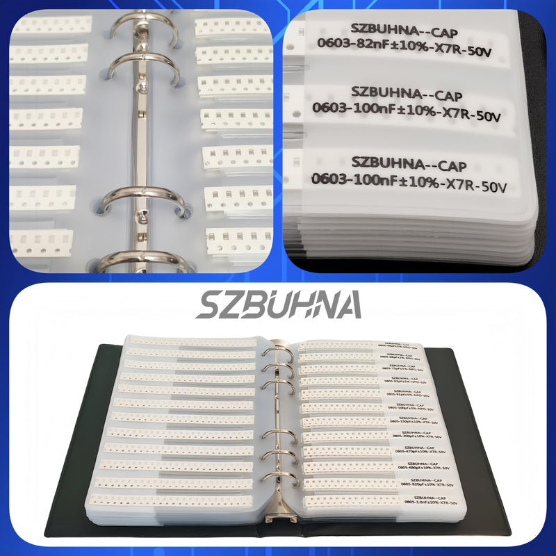 0402+0603+0805+1206 SMD Capacitor Assortment Kit with Incuctor (0.5pF-22uF,1-100uH) Total 204 Sets (6120 pcs) in One Surface Mount Chip Sample Book for Electronics Prototyping and Repairs