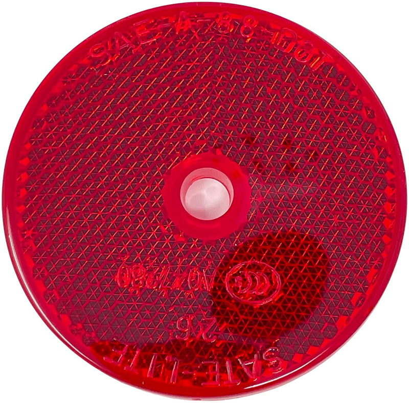 Class A 2" Round Reflector with Center Mounting Hole - Red/Amber for Trailers, Trucks, Automobiles, Mail Boxes, Boats, SUV's, RV's, Industrial Applications (2x Red)… 2x Red