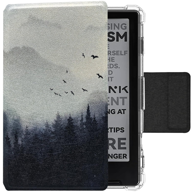 Case for 3.7'' XTEINK X3 E-Book (Misty Forest) | 2in1 Magnetic Detachable Folio Cover, Ultra-Thin Lightweight, PU Leather & TPU Transparent Shell, Magnetic Closure Buckle Misty Forest