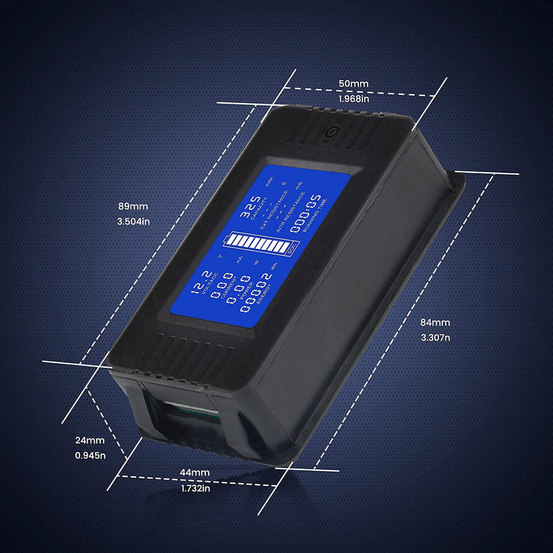 DC Multifunction Battery Monitor Meter with Shunt,0-200V,0-100A, LCD Display Digital Current Multimeter Voltmeter Ammeter for Cars RV Solar,Widely Applied to 12V/24V/48V RV/Car Battery… DC 100A Battery Meter