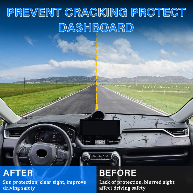 for Toyota Rav4 Accessories 2025 2024 2023 2022 2021 2020 2019 Dashboard Cover Dash Cover Mat Custom Fit Center Console Cover Sunshield Protector RAV 4 Pad（Black Trim） 2019-2025 black