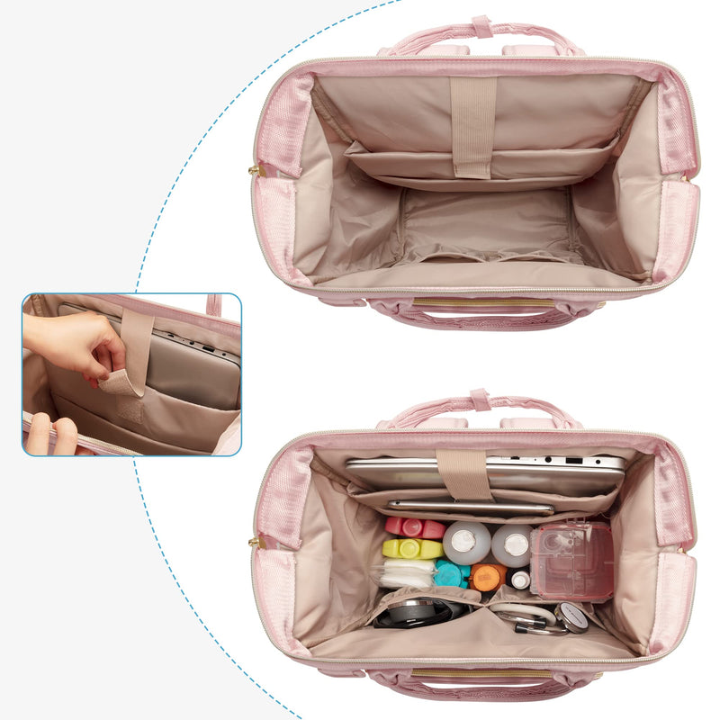 Fasrom Nurse Backpack, Nursing Clinical Bag with Laptop Sleeve, Pink | Medical Supplies Storage Bag, Multiple Pockets for Nurses, Nursing Students, Health Professionals, Empty Bag Only