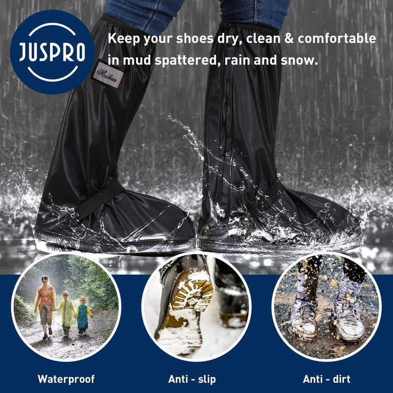 Waterproof Rain Boot Shoe Cover with Reflector for Outdoor Sports Hiking Climbing Camping Scooter Travel Black-xxl