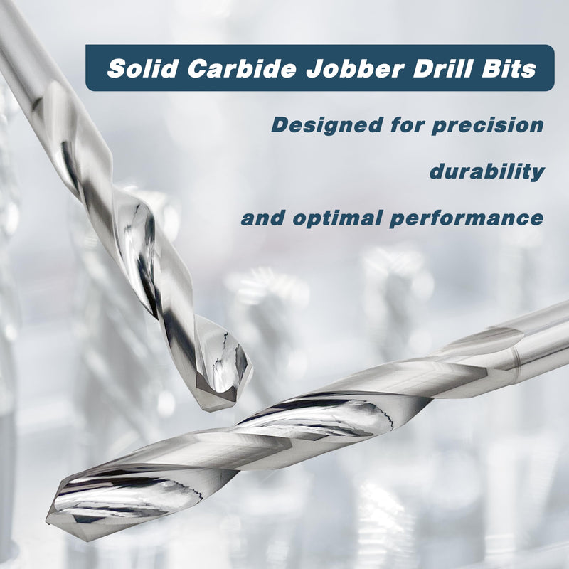 LU&MN Solid Carbide Jobber Drill Bit with Bright Finish-118° Split Point for Industrial Use on Cast Iron, Stainless Steel, Aluminum, etc.-3/16" Dia, 2 Pcs 3/16 in