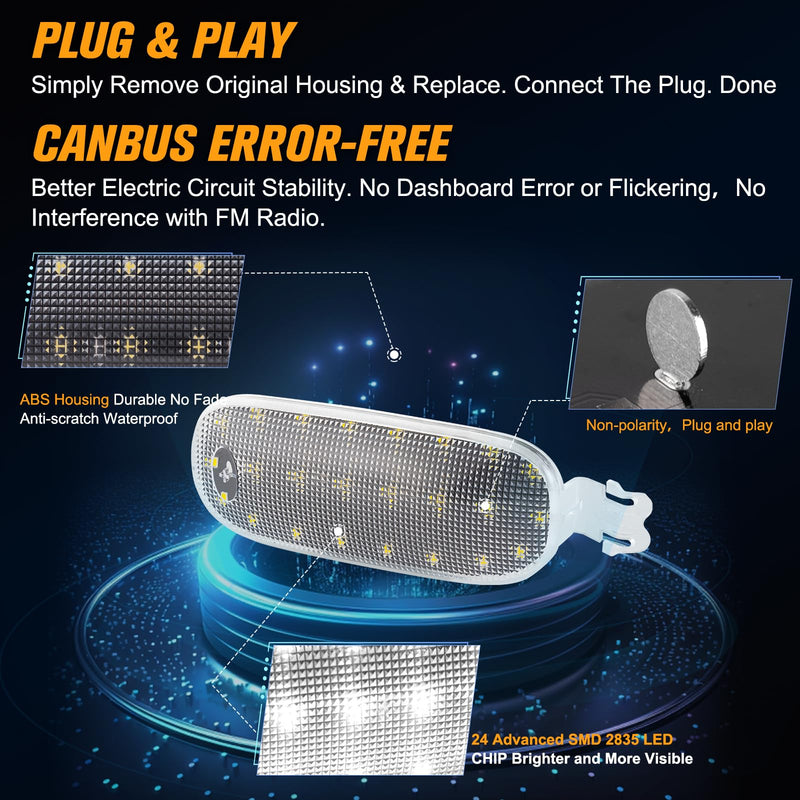 White LED Interior Roof Dome Lights Cover Overhead Console Reading Lamps Compatible with Dodge Ram 1500 2500 3500 4500 5500 Dakota J-e-e-p-Liberty Commander Clear Dome Lamp Lens Console