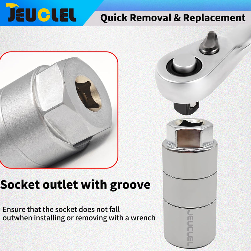 Oil Pressure Sensor Switch Socket, Special Size 1-1/16 Inch 27mm (Min) - 28.3mm(Max), 3/8" Drive Oil Pressure Switch Socket for Quick Removing & Installing Oil Sending Unit, Wrench Remover 3/8 Drive