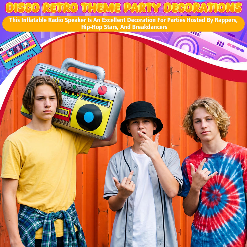 meekoo 10 Pcs Inflatable Boombox Party Decorations, Radio Props Disco | 16.5 Inch 80s 90s Hip Hop Theme Props, Retro Radio Costume Accessories, Rapper Supplies for Photography Backdrop Decor