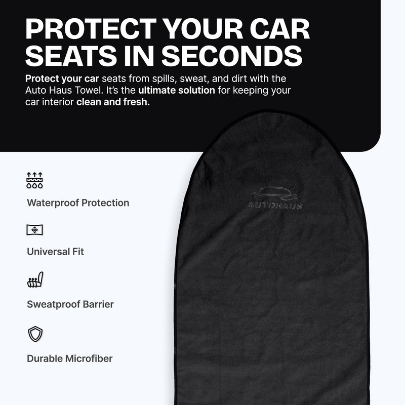 Sweat Towel Car Seat Cover – Terry Cloth Waterproof Sweatproof Protector for Gym, Sweat, Pets – Quick-Dry Washable Universal Fit Front Car Seat Towel Cover for SUVs, Trucks, Jeep Black