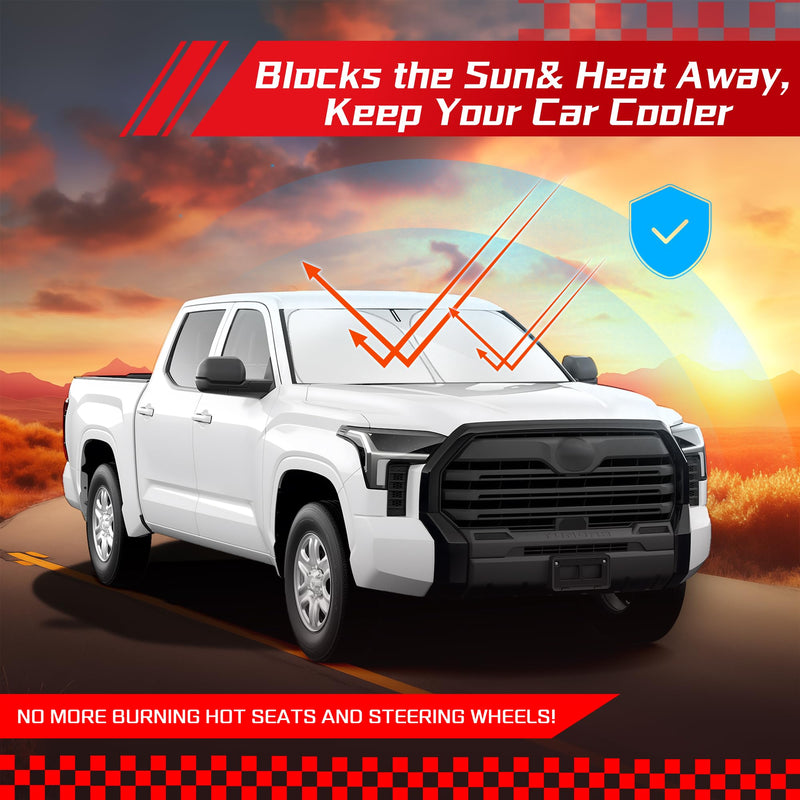 ARISMOTOR Windshield Sun Shade for Toyota Tundra (Limited, SR5, Platinum, TRD Pro) 2022-2025 2026, Custom Fit Foldable Front Window Sunshade Sun Visor Protector, Block UV Rays Keep Your Car Cooler for Toyota Tundra 2022-2026