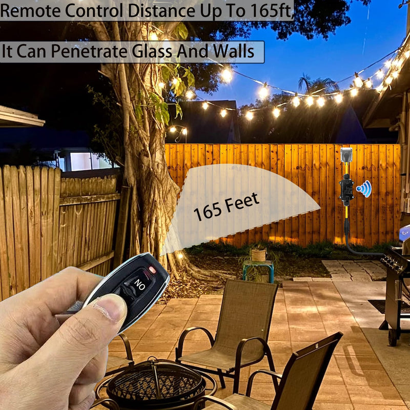 AC110V Waterproof Remote Control Power Switch,Equipped with a Multi-Functional Socket Plug, AC110/230/240/250 V/20A Waterproof Wireless Light Switch,165 Ft,Suitable for Lamps and Electrical Equipment 1 Way AC 110V Remote Control Switch