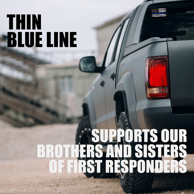 GRITKULTURE 5.1 Inch X 3 Inch Thin Blue Line US Flag Decal Stickers Pack of 10 for Trucks Cars American Flag Black American Flag Back The Blue Decals Car Bumper