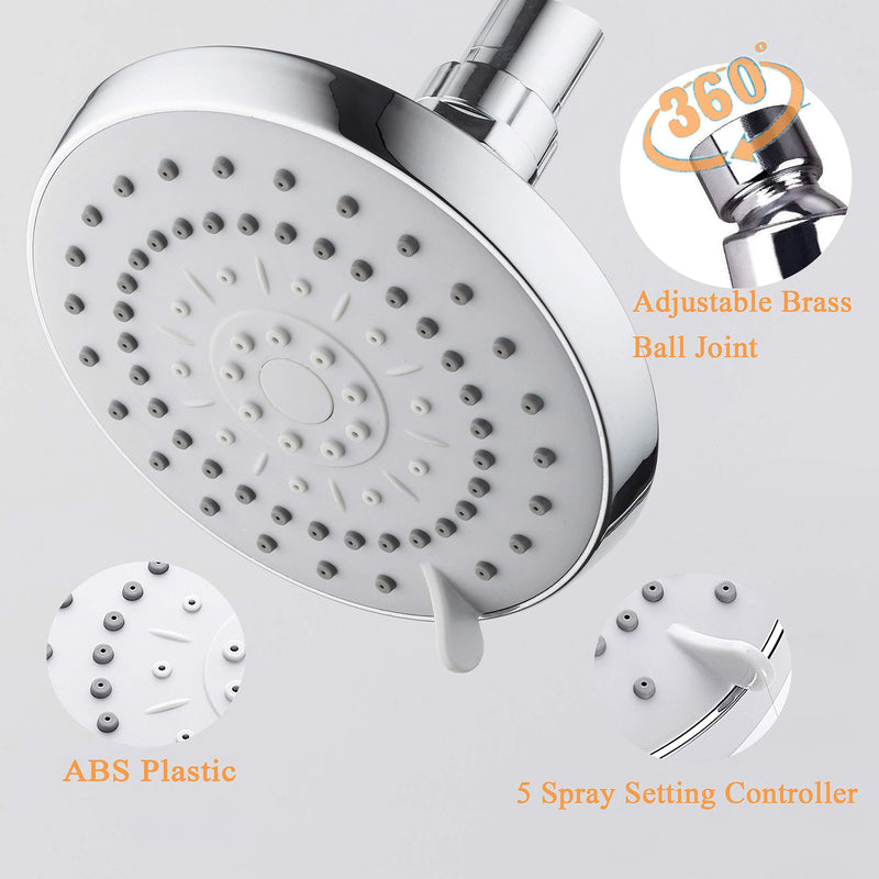 High Pressure Shower Head with 11 IN Adjustable Arm, Rainfall with Shower Arm-Make Water Flow Down Vertically for Better Bathing Experience(5 In, Chrome) 5 In Chrome Finish
