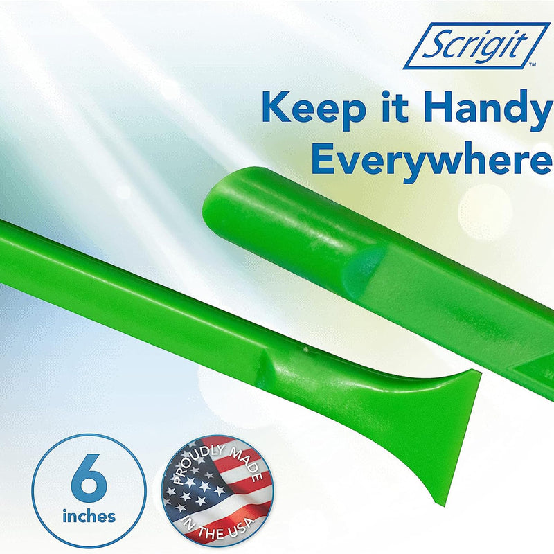 Scrigit Scraper Wide Blade No-Scratch Plastic Scraper Tool, 6 Pack - The Handy Multi-Use Scraping Tool for Removing Food, Labels, Stickers, Paint, Grease -Easy to Hold, Reaches Tight Spaces & Crevices