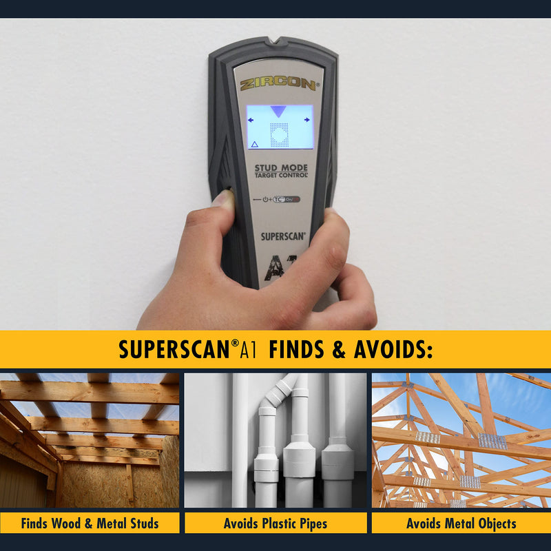 Zircon SuperScan A1 Advanced Stud Finder with Target Control and StudScan Mode
