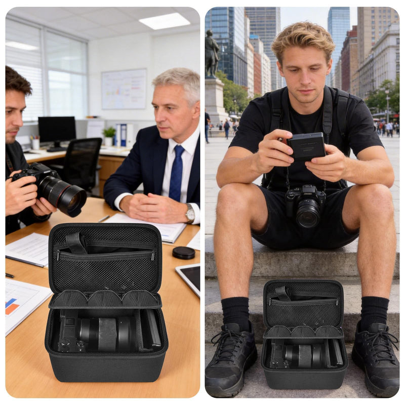 casmilee Camera Case for Sony Alpha ZV-E10 Alpha a6400/ a6700/ a6100/ a6000/ a6600/ a6500 Mirrorless Digital Camera, Hard Travel Bag with a Shoulder Strap for Lens & Accessories (Black, Large) Black