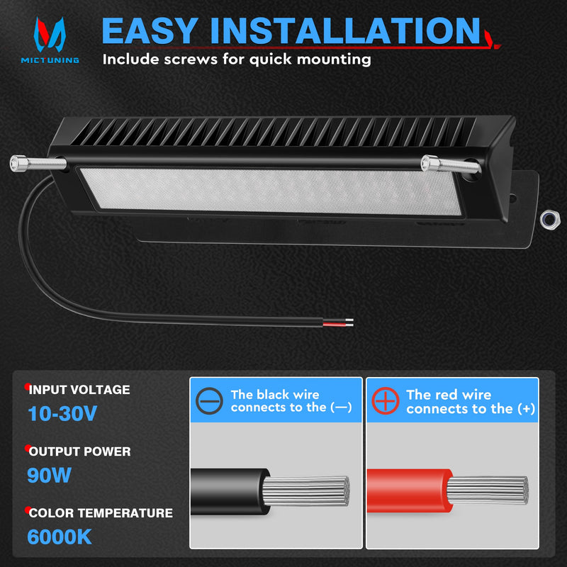 MICTUNING RV Porch Light, 13 Inch 90W LED Exterior Utility Awning Light 6000K, Aluminum Housing IP67 Waterproof, Replacement Lighting for RV Trucks Trailers Bus Marine Boats Campers 13''
