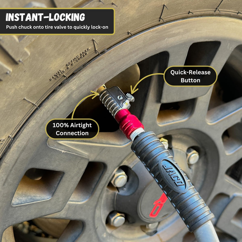 JACO Lightning S2-Series Tire Air Chuck - 1/4" F-NPT (Closed Flow) Straight Lock-on Closed Flow 1-Pack