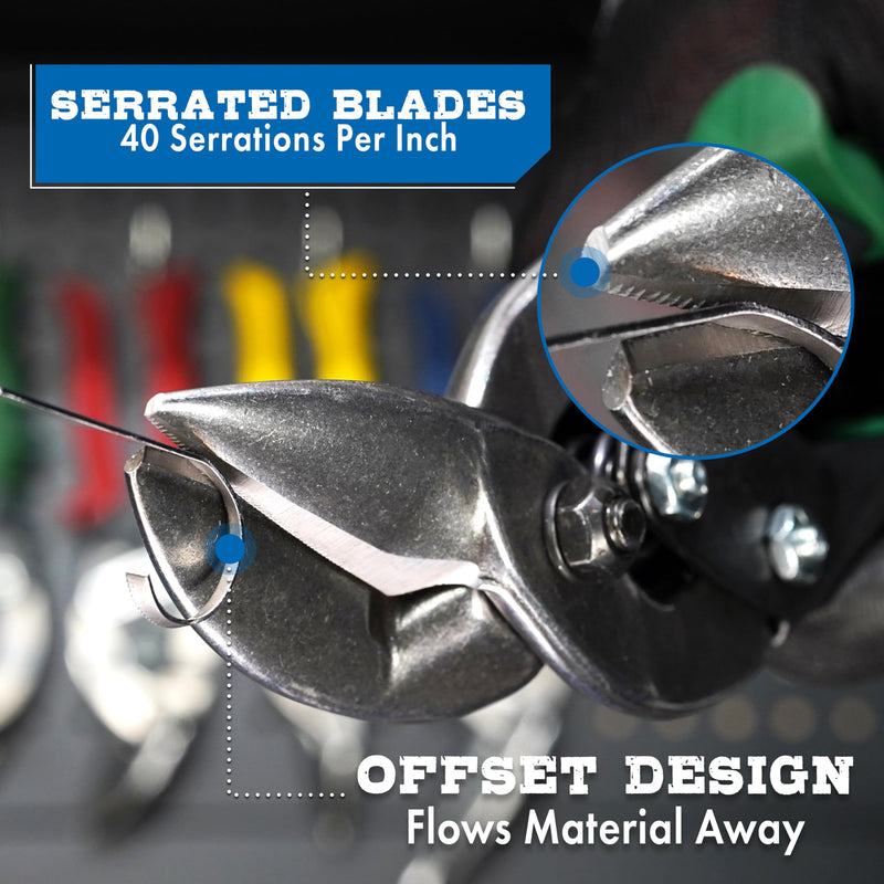 MIDWEST Special Hardness Aviation Snip - Left Cut Offset Stainless Steel Cutting Shears, Made in the USA - MWT-SS6510L