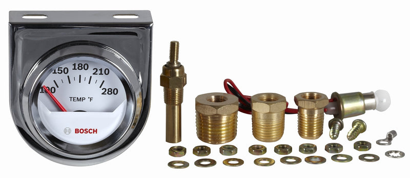 Bosch SP0F000040 Style Line 2" Electrical Water/Oil Temperature Gauge (White Dial Face, Chrome Bezel)