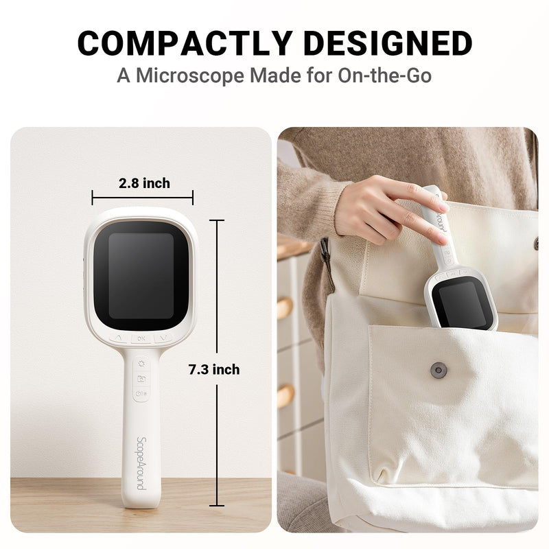  [AUSTRALIA] - ScopeAround Digital Microscope, Autofocus Handheld Microscope, Magnifier with 2.8" IPS Screen and LEDs, Portable Magnifying Glass, Compatible with Mac/Windows
