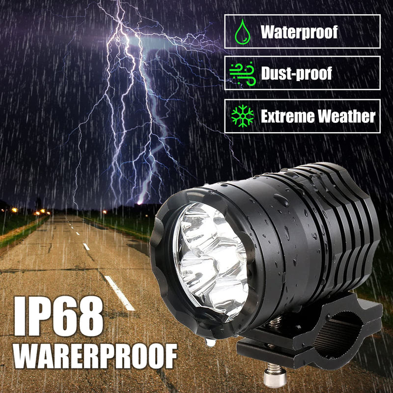  [AUSTRALIA] - Motorcycle Driving Lights 12-60V 40W 3600LM LED Fog Lights for ATV UTV Bike Car Truck Boat Forklift Waterproof LED Spotlights with 6 Light Beads High Low Strobe Beam Switch Universal (Black 2) Black 2
