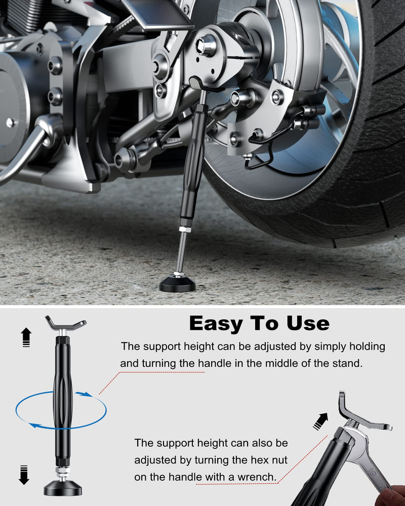 BRCOVAN Motorcycle Stand Wheel Chain Cleaning Maintenance Stand, Portable Motorcycle Lift Stand Jack, Replacement Ridding Emergency Tool for All Motorcycle, Set Includes Brake Buckle