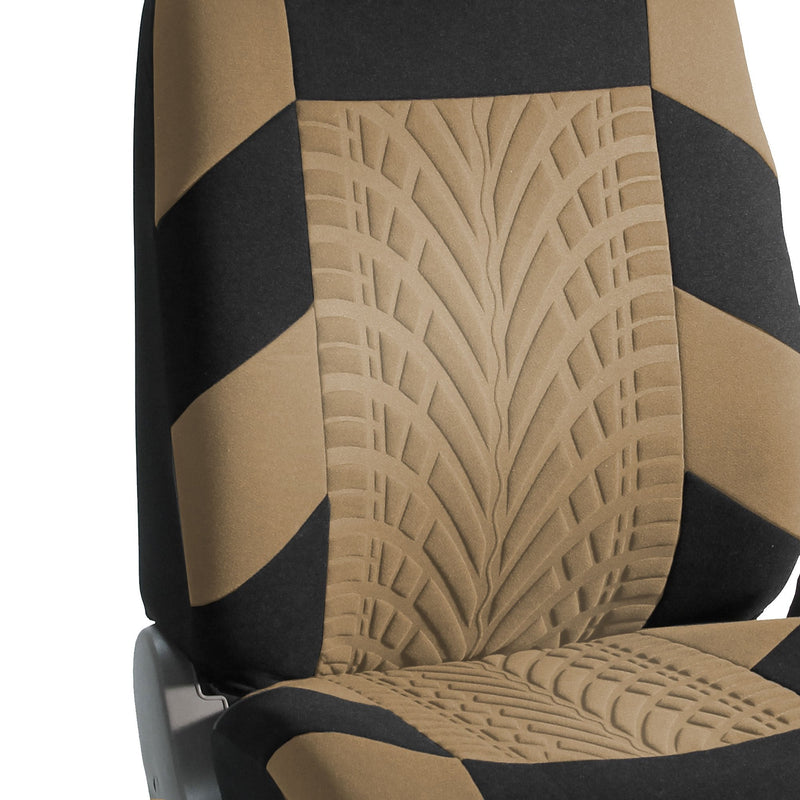 FH Group Car Seat Covers Front Set Premium Cloth -Covers for Low Back Car Seats with Removable Headrest,Universal Fit,Automotive Seat Cover,Airbag Compatible Car Seat Cover for SUV,Sedan Beige