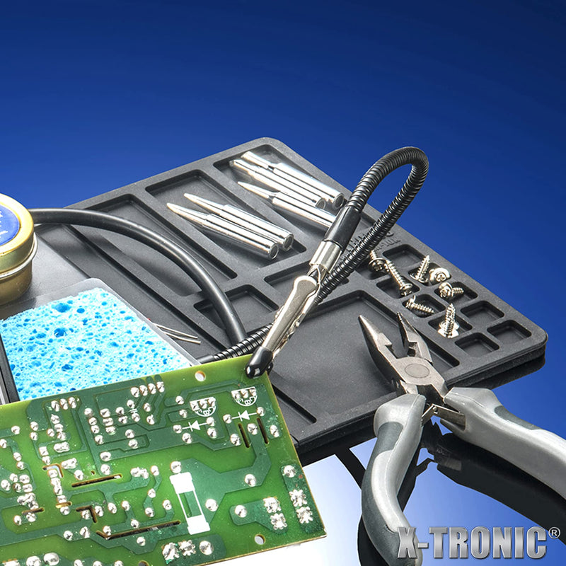The Original X-Tronic 3020-XTS • 75W Soldering Iron Station Kit • 2 Helping Hands • Silicone Tool Mat • 5 Extra Tips • 50g Roll of Solder • Brass Sponge • Cleaning Flux • C/F Conversion • Auto Sleep! Classic Style - 5 Extra Solder Tips