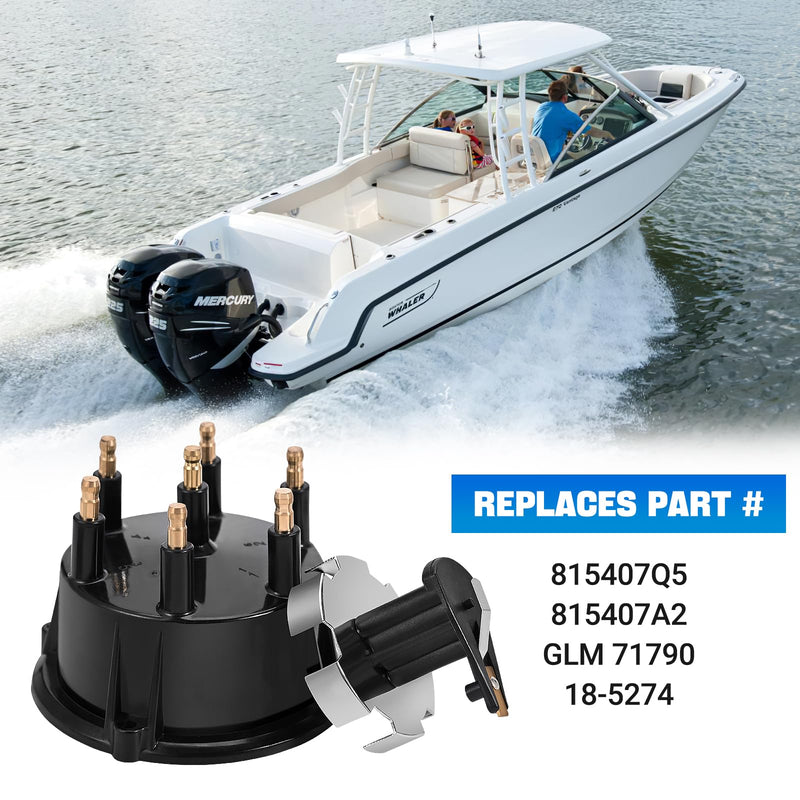 815407Q5 Distributor Cap and Ignition Rotor Kit for Marinized 4.3L V6 Engines with Thunderbolt IV and V HEI Ignitions - Replaces 815407Q5, 815407A2, 815407Q02,18-5274 815407Q5 Distributor Cap & Rotor