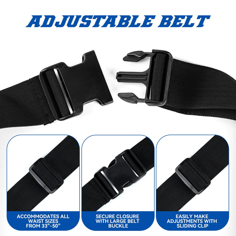 Tool Belt for Men: Adjustable Oxford Work Pouch with 8 Durable Pockets, Ideal for Repair & Electrical Work, Fits Waist 31” to 52” (Red, Extra Large) Red