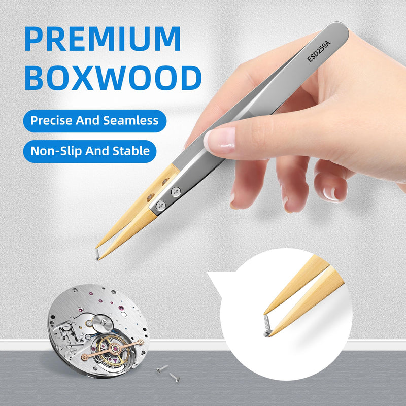 Boxwood Pointed Tweezers Precision Anti-Magnetic Tweezers Lightweight High-End Pointed for Watch Repair Ideal for Watch Maintenance
