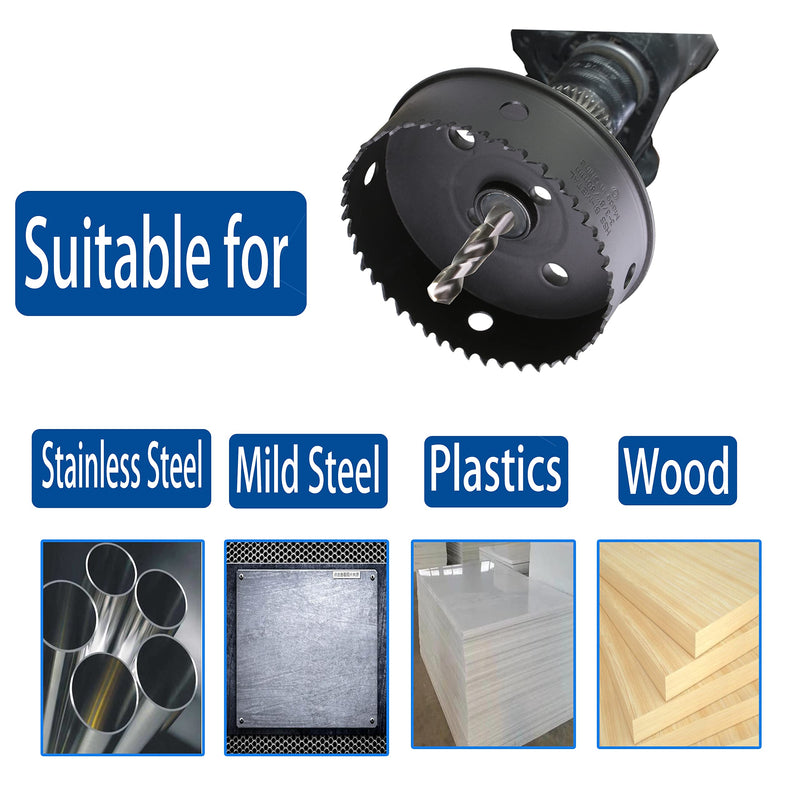 Thin-Wall HSS Bi Metal Hole Saw Kit 7/8,1-1/8,1-3/8 Inch for Impact Driver HSS-3PCS