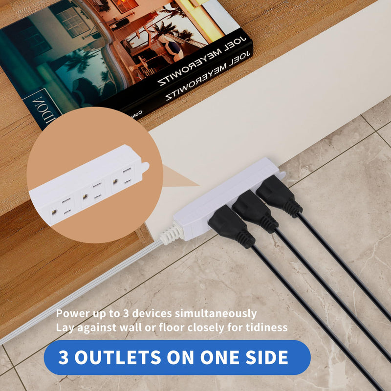 GOMEN 6 Feet Indoor Extension Cord with 3 Outlets, AWG 16/3 Angled Flat Plug Power Strip, 3 Prong Grounded, 13 Amps - 1625 Watts - 125 VAC, White, 4 Pack 6ft, 4 pack Style 1