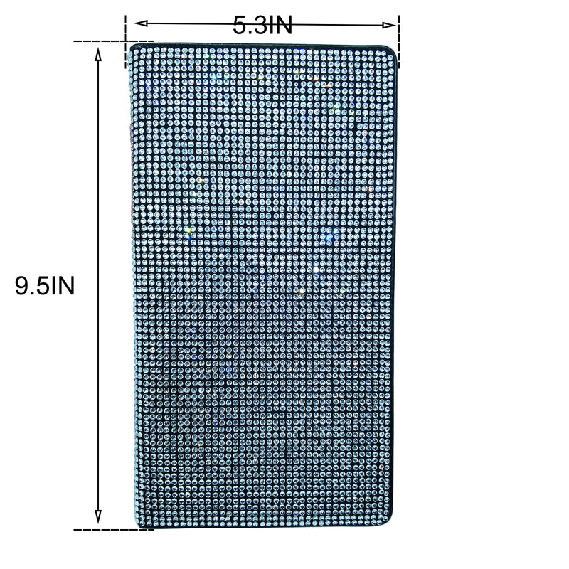 Bling Rhinestone Artificial Diamond Car Registration and Insurance Document Holder, Glitter Car Essentials Glove Box Organizer Compartment Bling Silver, Medium