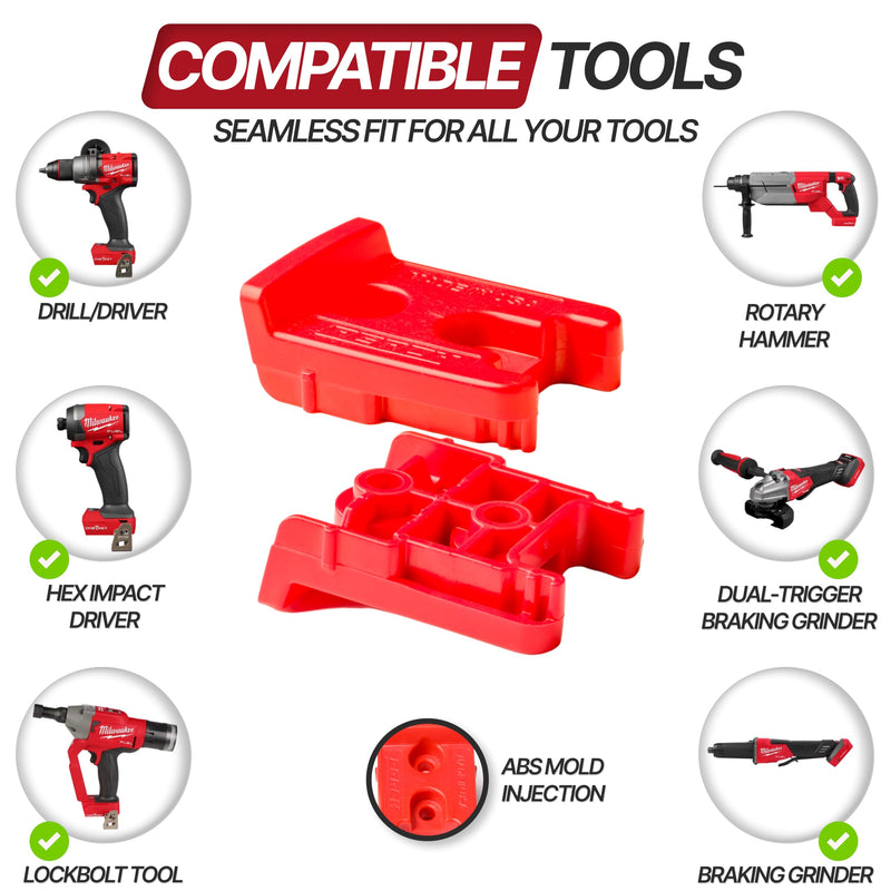 PERCH 9 Pack Tool Holder for Milwaukee M18/18v Cordless Tools - Snap Fit Tool Organizer for Milwaukee Drill Holder, Under Shelf, Wall Mount w/Hardware for Easy Install. Pack of 9