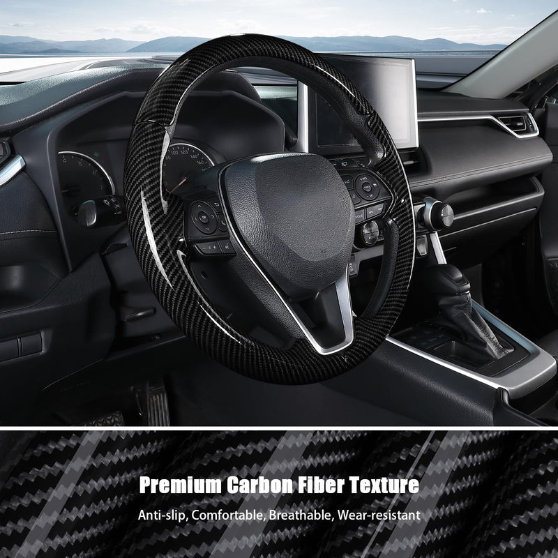 Aimato Customized Steering Wheel Cover for Toyota Camry 2018-2024/RAV4 2019-2025/Corolla 2020-2025/Avalon 2019-2022/Venza 2021-2024 Thin,Anti-Slip,Scratch-Resistant Exclusive Car Accessory for Toyota Glossy Black For Camry 2018-2024/ RAV4 2019-2025