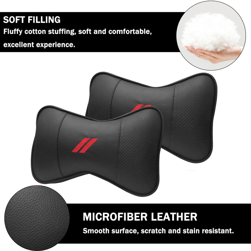 YOSRTER 2 PCS Neck Pillow for Dodge Charger Challenger Durango Journey Universal Fit to All Dodge Comfortable Soft Driving Seat Headrest Pillow Removable Neck Support for Dodge Accessories（Red Trim） Red Trim