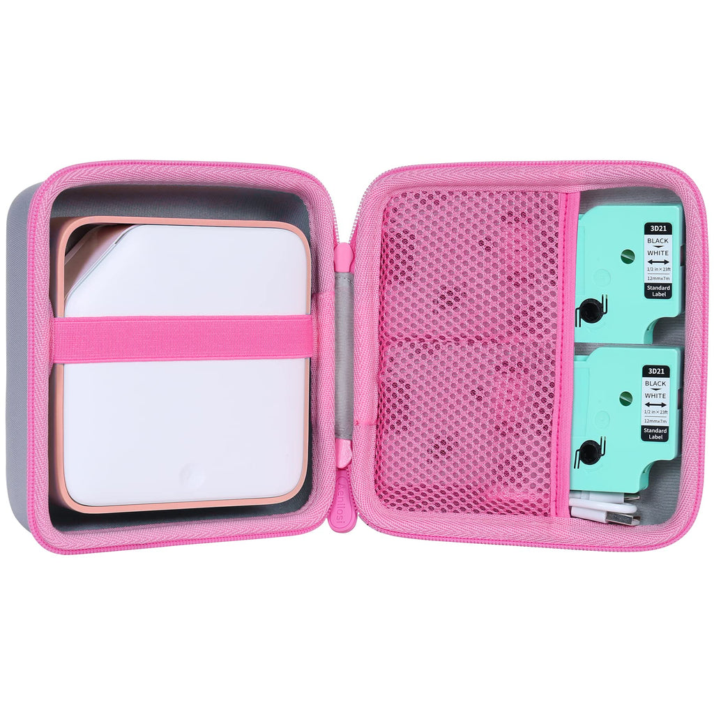 Aenllosi Hard Carrying Case Compatible with Vixic D1600 Rechargeable Label Printer (Pink,for Vixic D1600) Pink for D1600