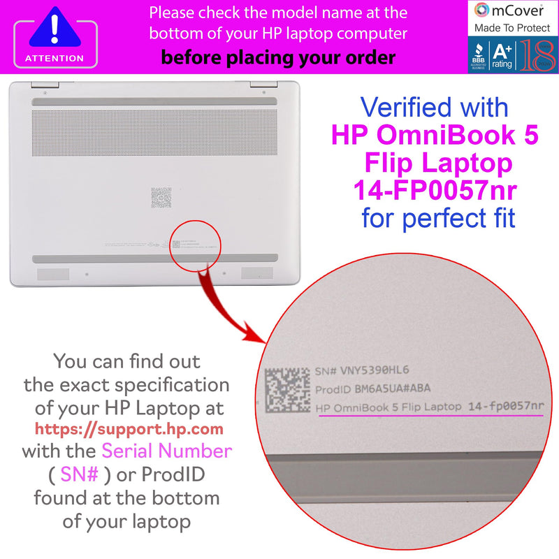 mCover Case Compatible Only for 2025-2026 14" HP OmniBook 5 Flip 14-FPxxxx 2-in-1 Windows Laptop Computer (NOT Fitting Any Other HP Models) - Clear