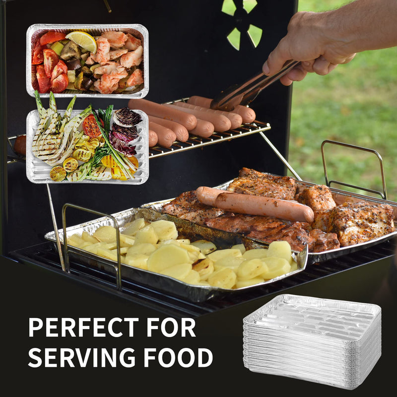 40 Pack Disposable Aluminum Broiler Pan 13 x 9 x 1 inch Aluminum Foil Grill Pans, Disposable Foil Baking Sheet Pans for Oven, Baking, BBQ, Takeout