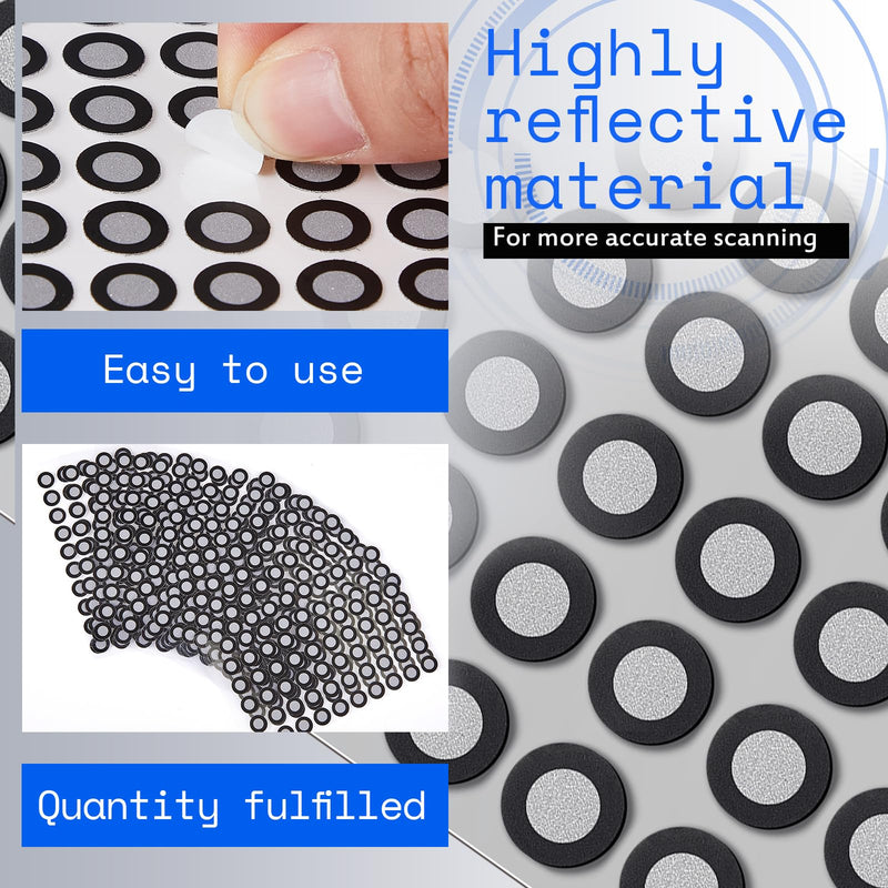 Marspark 50 Sheet 2500 Point 6mm 3D Scanning Markers Dots for 3D Scanner High Accuracy Reflective Reference Adhesive Tracking & Positioning Dots Sticker Diffuse Marker for Industrial Optical Scanning 6.0mm