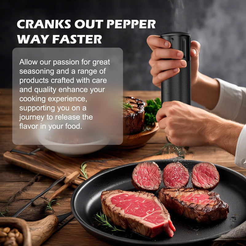Professional Pepper Grinder Mill Manual - Aluminum Heavy Duty Pepper Mill, Aluminum Spice Grinder with Adjustable Coarseness and Stainless Steel Blade, High Output Black Spice Mill